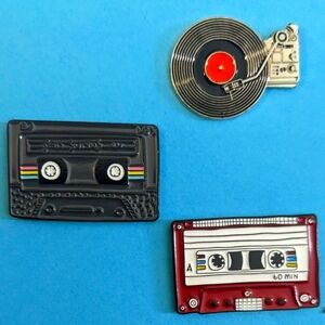 Retro music enamel pin set